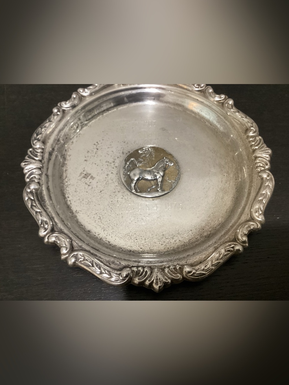 Vtg. Silver-plated Award dish America Commonwealth Trophy from a “Charity Horse